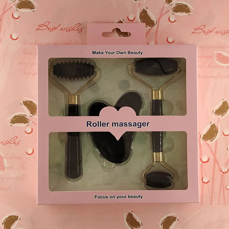 3pcs Resin Roller Massager Set – Face & Body Gua Sha Beauty Tool for Relaxation and Skin Care