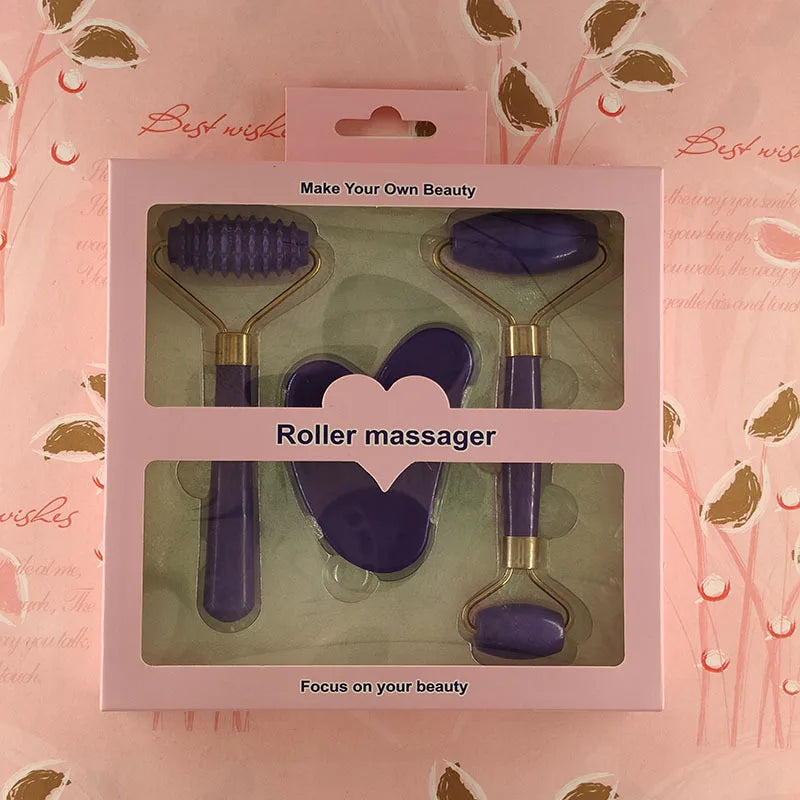 3pcs Resin Roller Massager Set – Face & Body Gua Sha Beauty Tool for Relaxation and Skin Care
